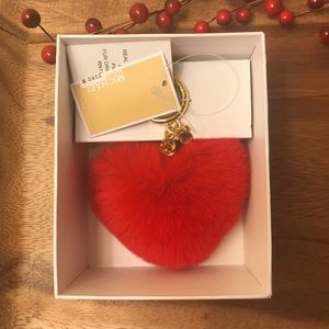 ❤️ NEW Michael Kors Red Heart Pom Charm Key Chain